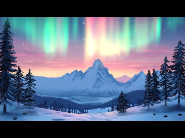 Northern lights Mountain - procreate landscape drawing tutorial