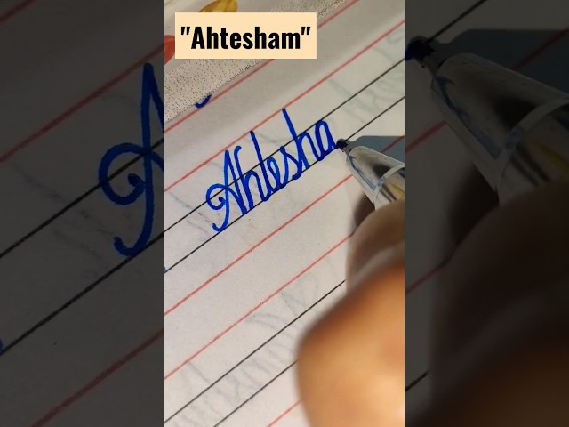 "Ahtesham" name in cursive handwriting #calligraphy #names #shorts #cursivewriting #cursive #learn