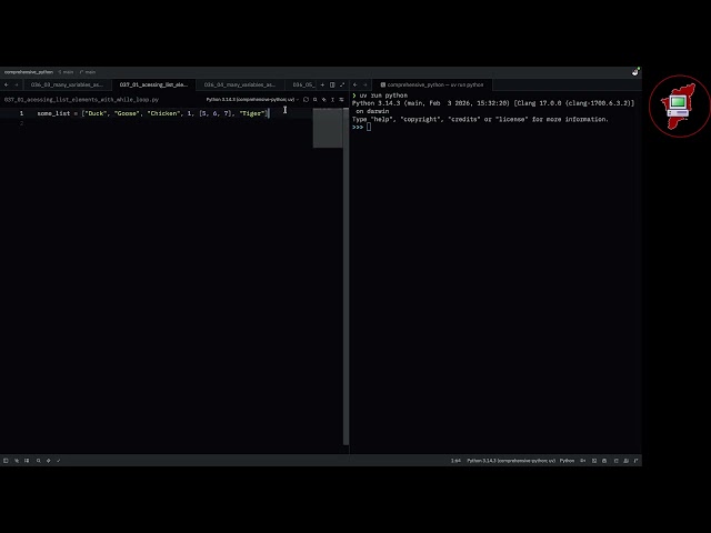 037 Accessing list elements with while - Comprehensive Python In Tamil