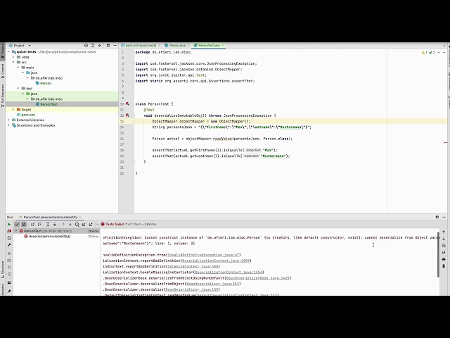 Deserializing an immutable Java object with the Jackson JSON processing library