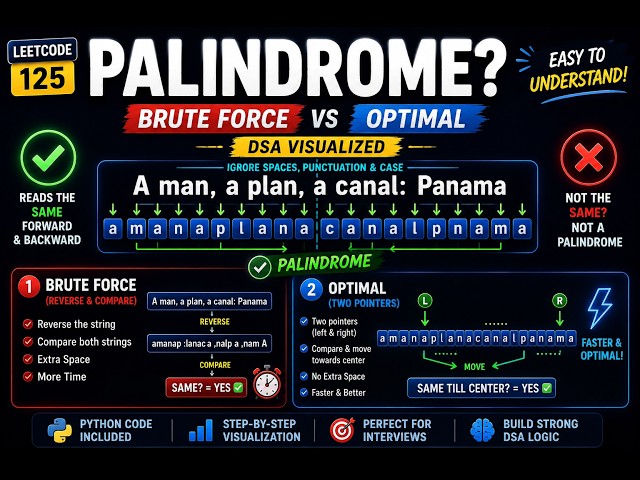 Valid Palindrome Explained Visually | Python| LeetCode 125 | Tamil