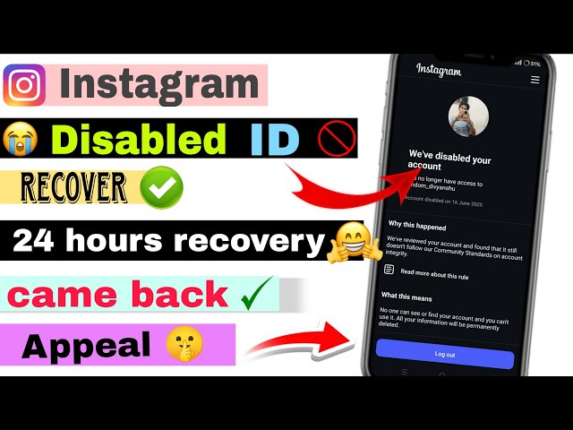 My Instagram disabled account ||  We disabled your account || how to recover disabled I'd instagram 