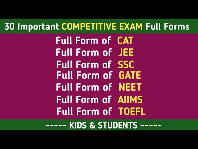 30 Most Important COMPETITIVE EXAM Full Forms | Abbreviations & Acronyms