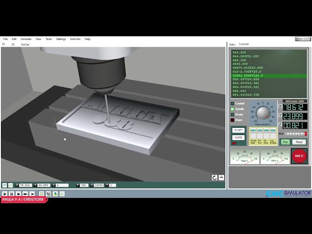 Membuat Program G code Absolute Milling - CNC Simulator Pro - CNC Simulator Frais