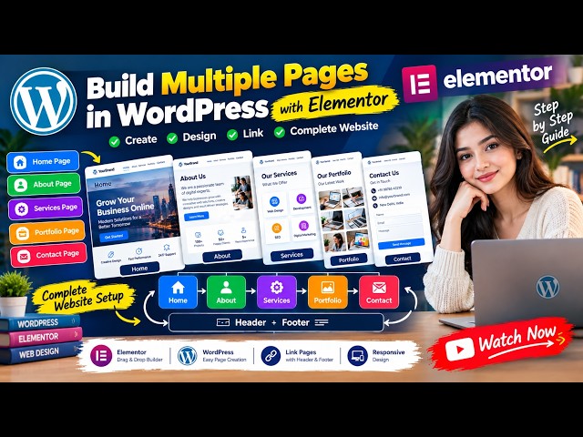 Step-by-Step: Build & Link WordPress Pages with Elementor, Header & Footer