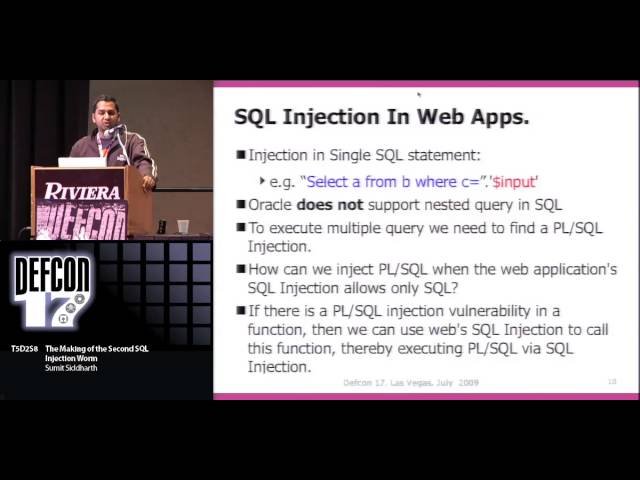 DEF CON 17 - Summit Siddharth - The Making of the Second SQL Injection Worm