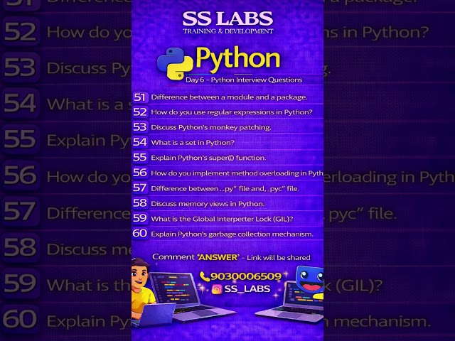 Python Interview Questions Day 6 | Advanced Concepts | SS LABS | #Shorts
