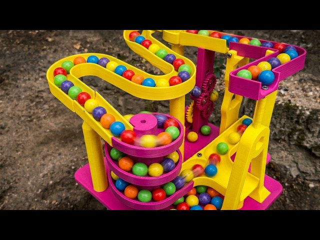 HABA Marble Run: Mesmerizing 3D TrixTrack Wave Slope + Various Rail "Stop Motion Cruun Course Run"