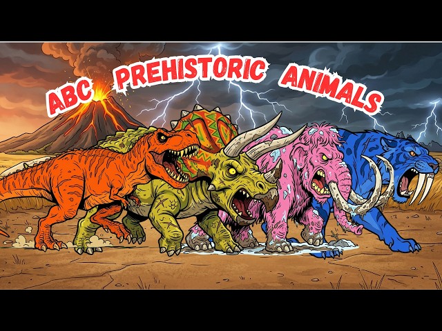 ABC Prehistoric Animals! 🦕 Nursery Rhymes & Animal Sounds | Learn A to Z for Kids