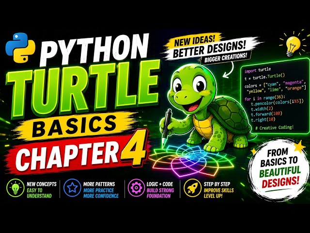 Python Turtle Chapter 4 🔥 | Nested Loops se Amazing Patterns 😱 | Next Level Coding (Hindi)#python 
