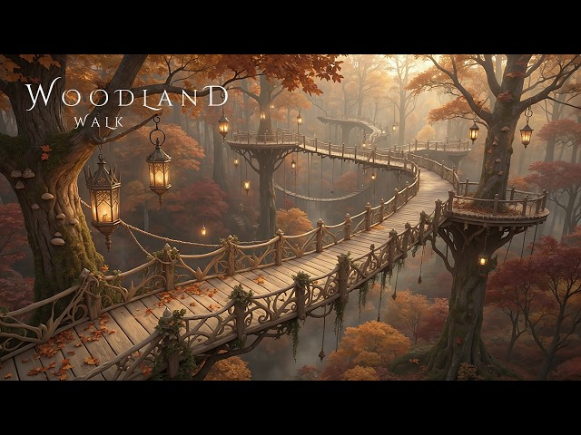 WOODLAND WALK | Fantasy Ambient Music Soundscape with Rain - Relaxing Magical Autumn Forest Ambience