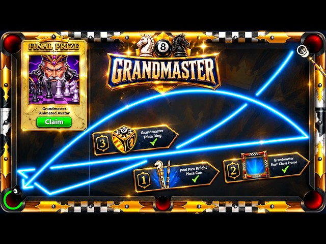 INSANE KNUCKLE SHOT!! 🤯 NEW GRANDMASTER RING + ANIMATED AVATAR | 8 Ball Pool