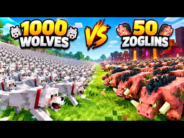 🔥 1,000 Wolves vs 50 Zoglins… WHO WILL WIN?! 😱 | Minecraft Mob Battle
