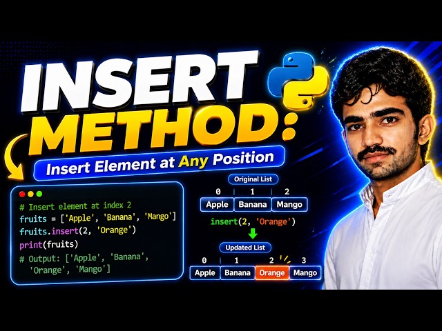 Learn Python insert() Method in 60 Seconds | Insert method in python | python tutorial for beginners