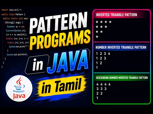 Inverted Triangle Pattern Programs in Java (Star & Number) in Tamil | FAQ IT Interview Question 2026