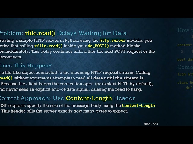 Understanding rfile.read() Delay in Python's BaseHTTPRequestHandler and How to Fix It