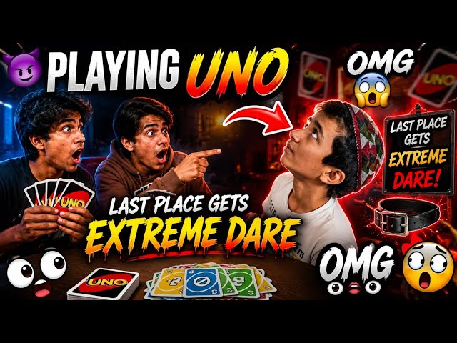 Playing uno cards last place get extreme dare 😱