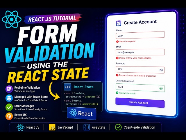 React Form Validation Using useState | Custom Error Messages for Beginners