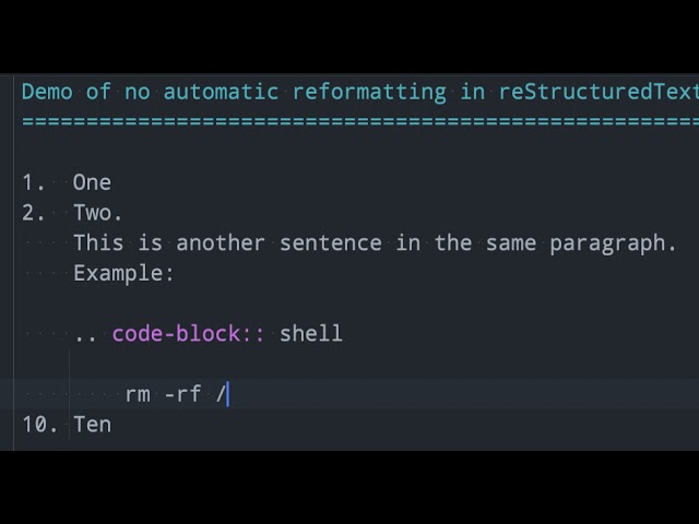 PyCharm automatically reformats Markdown files, but not reStructuredText files