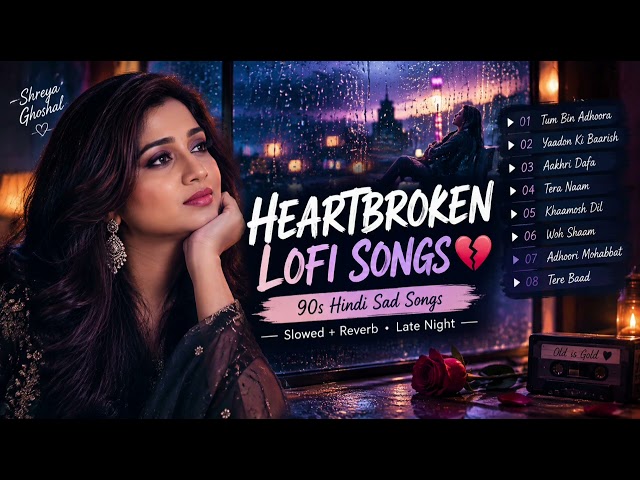 Heartbroken Logo Sad Songs 💔 | Slow + Reverb | 90s Hindi Sad Songs | mind relaxing + late night 🌃