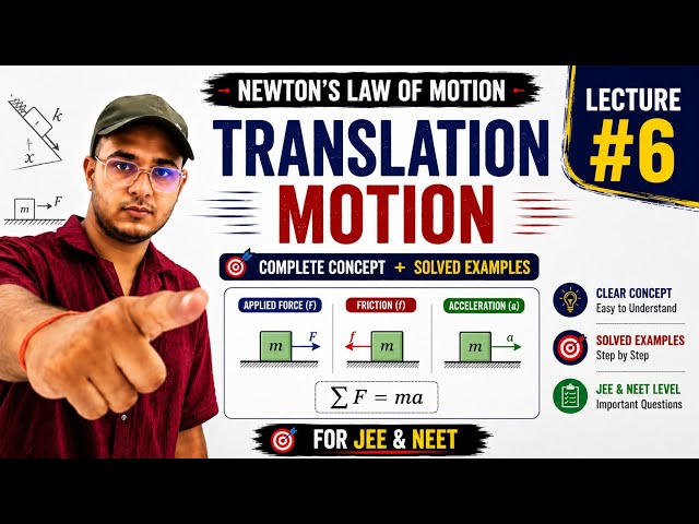Translational Motion | Newton’s Laws of Motion | Concept + Examples | Lecture 6 | JEE & NEET