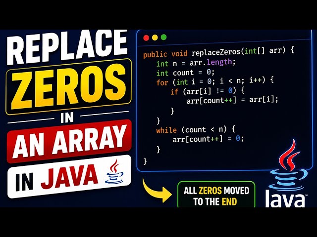 Replace zeros in an array in Java //Easy Java Program for beginners 🔥 