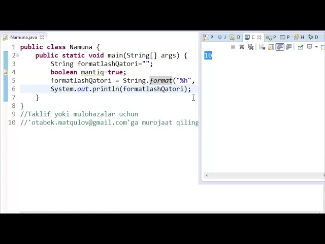 Javadan kuchaytirilgan darslar  39  String format 01