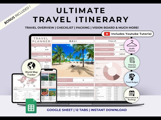 ULTIMATE TRAVEL PLANNER GOOGLE SHEETS TUTORIAL (+ FREE TEMPLATE)
