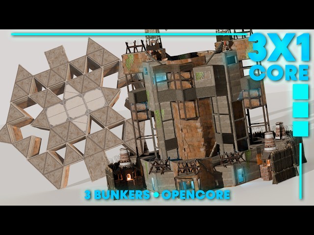 The Ingot -  Trio Offline Base - Strong BUNKERS & Cool OPENCORE - Simple to Build - RUST Base Design
