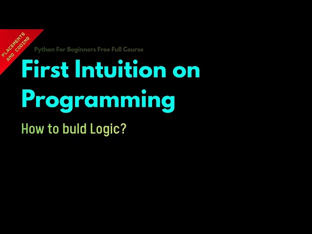 First Intuition on Programming || Lesson 1 | Python for Beginners ||