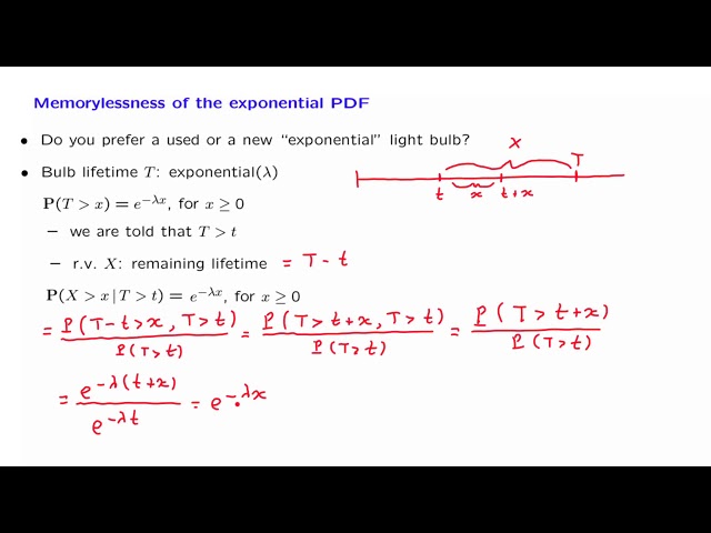 L09.4 Memorylessness of the Exponential PDF