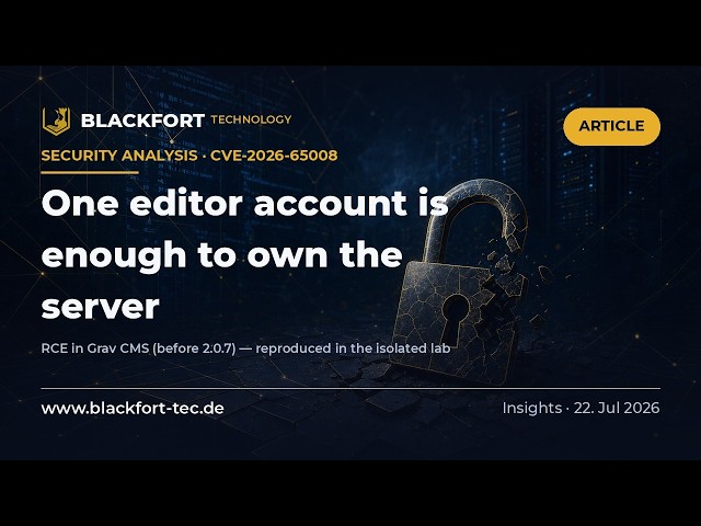 CVE-2026-65008: Critical RCE in Grav CMS — Analysis and Detection