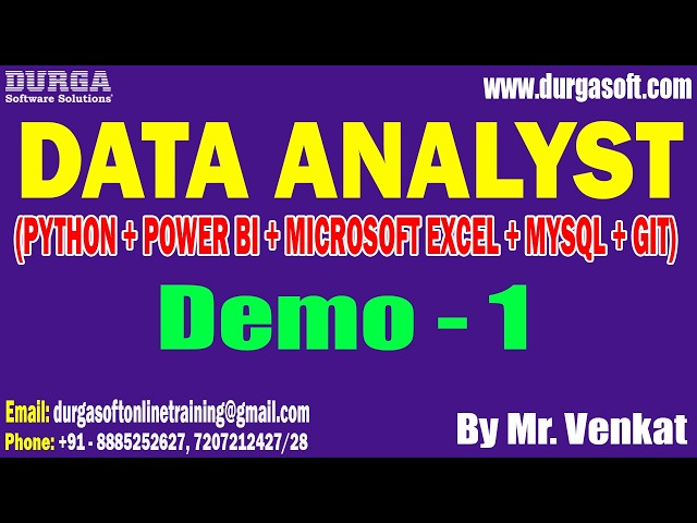 DATA ANALYST tutorials || Demo - 1 || by Mr. Venkat On 03-06-2026 @7PM (IST)