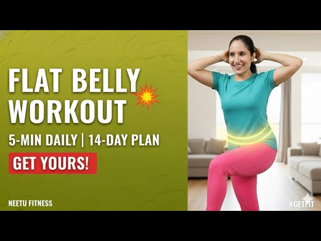 Flat Belly in 14 Days! 5-MINUTE Daily Ab Workout (Lose Belly Fat Fast!) | Neetu Fitness