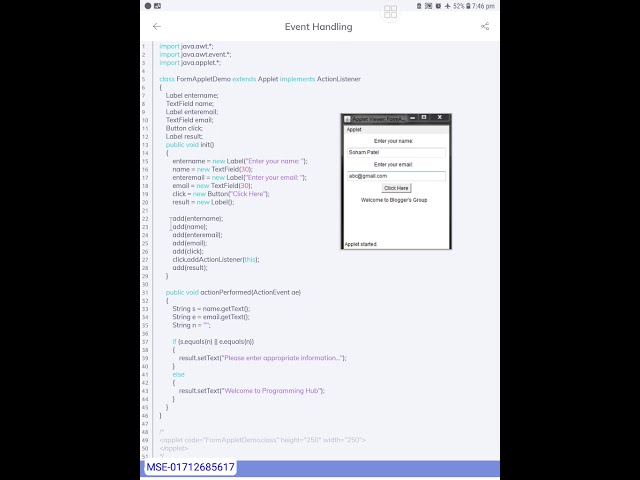 java Event handling 01