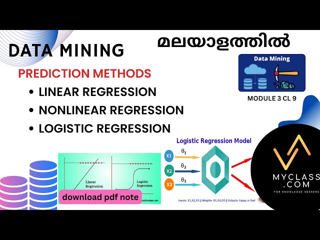 DM3 CL9-Prediction Methods - Linear, Nonlinear, and Logistic Regression Explained (in Malayalam)