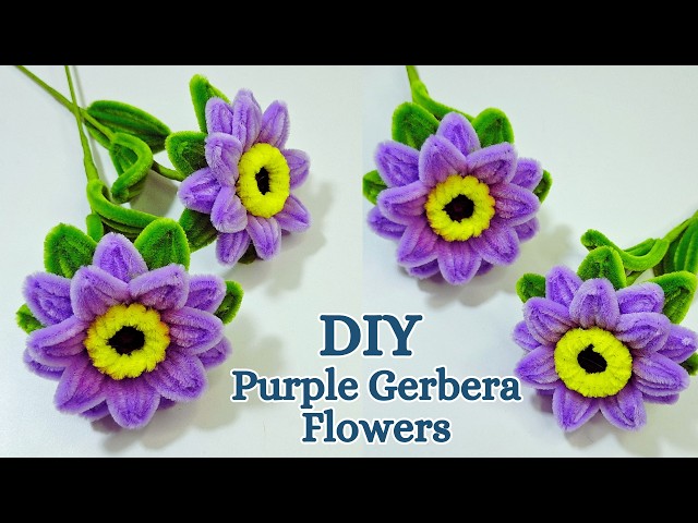DIY Purple Gerbera Flower with Pipe Cleaners