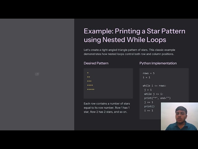 Nested While loop with one example 
