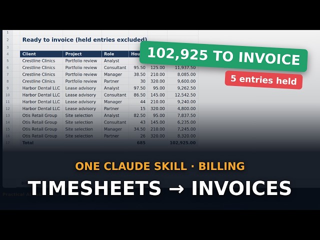 From Timesheets to Invoices in 2 Minutes: Billing and Utilization With One Claude Skill