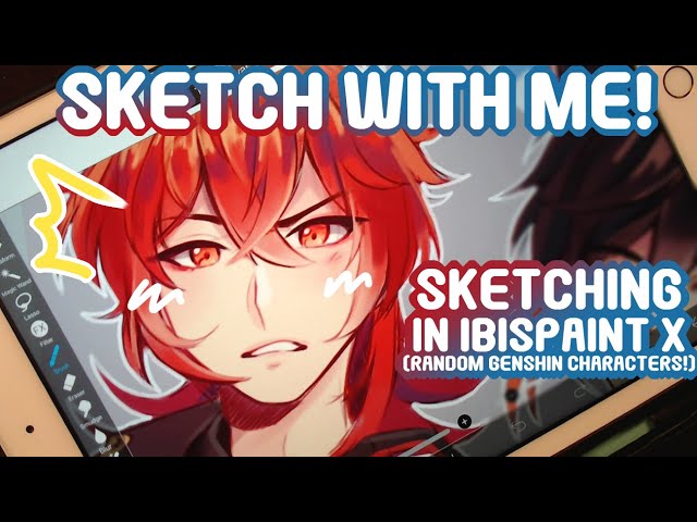 Sketching in Ibispaint X! |Random Genshin Characters
