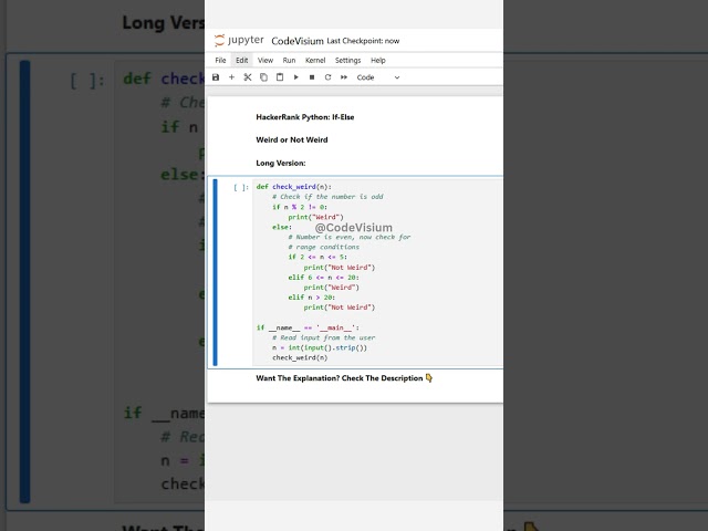 Weird or Not Weird – Detailed Version #Python #HackerRank #ConditionalLogic