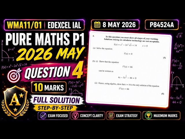 P1 May 2026 Q4 | WMA11/01 | P84524A | Edexcel IAL Maths | Functions & Algebra Explained