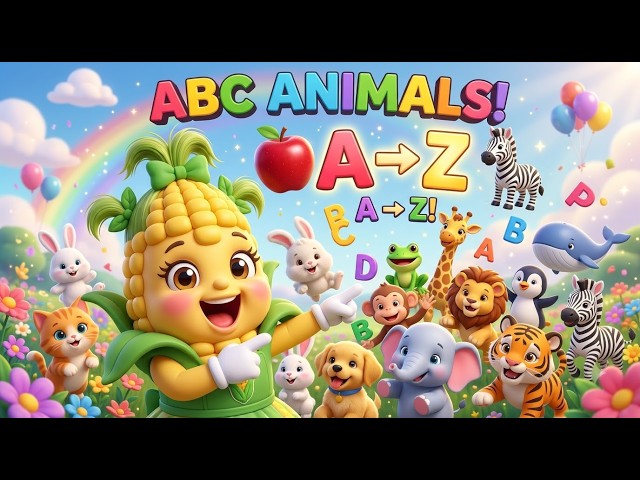 ABC Animal Song for Kids 🦄🌈 | Learn A to Z with Mimicorn | Alphabet & Animal Names #learnabc