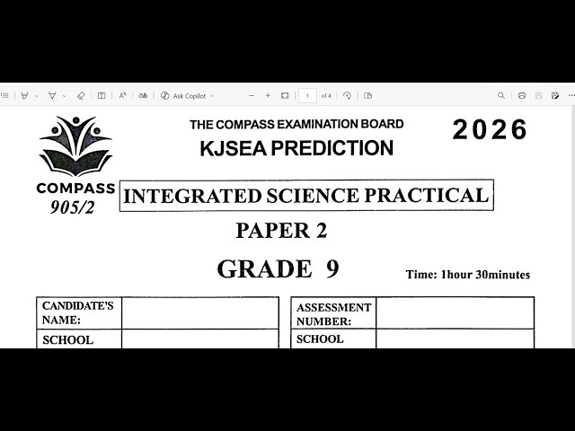 GRADE 9 INTEGRATED SCIENCE PAPER 2 PRACTICAL  | COMPASS KJSEA PREDICTION 001 2026