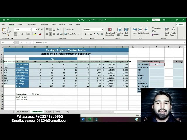 Excel 2019 Modules 1-4 SAM Capstone Project 1a/Excel Modules 1-4 SAM Capstone Project 1a