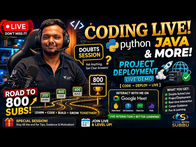 LIVE Coding Doubts & Project Deployment | Google Meet Interaction | Python, Java & Full Stack #live
