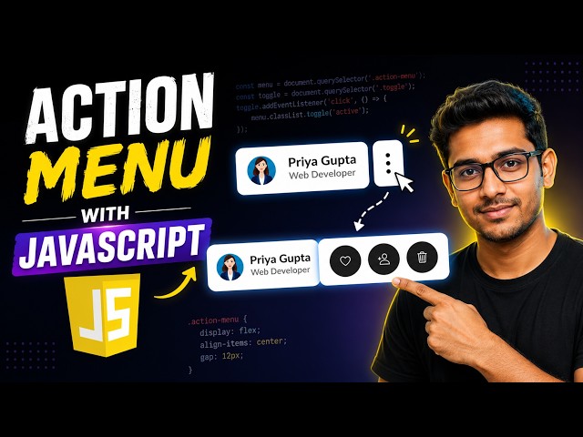 Build an Animated Action Menu with JavaScript | HTML CSS JavaScript Tutorial