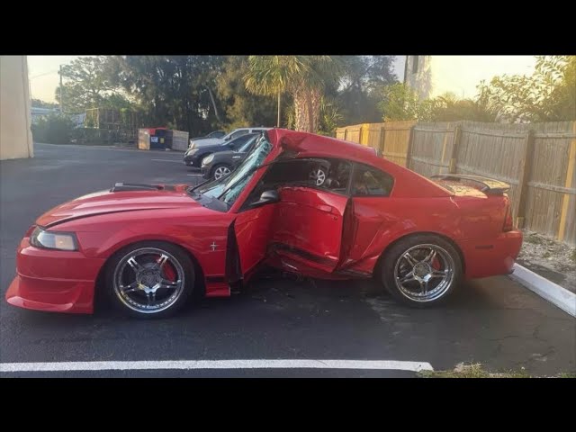 A mechanic on a joy ride totaled this 2003 mustang Mach 1