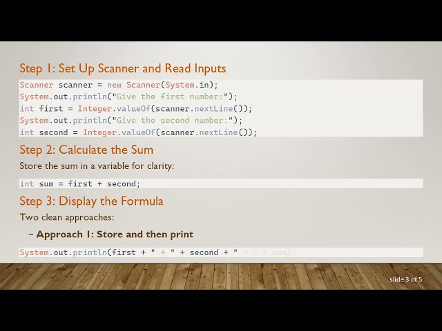 How to Display User Input Numbers and Their Sum in Java Using Scanner