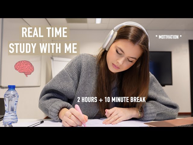REAL TIME STUDY WITH ME 📑| 2 UUR LANG STUDEREN MET PAUZE (no music)